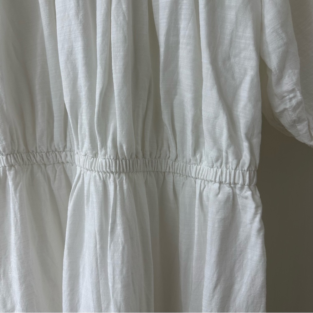 Knox Rose White Peasant Short Sleeve Midi Dress with Embroidered Sleeves, Size S - Picture 3 of 8